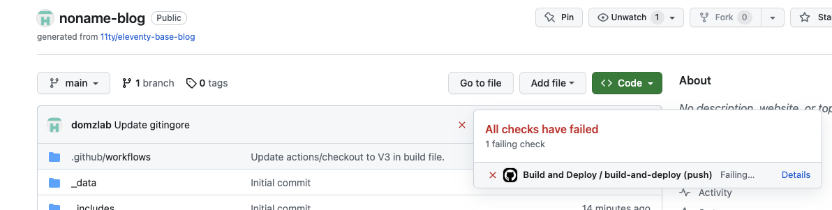 Build failure about code push